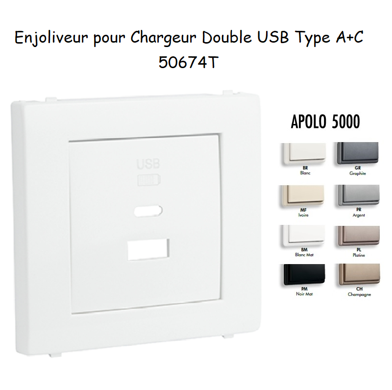 Enjoliveur pour Chargeur Double USB Type A + Type C 50674T
