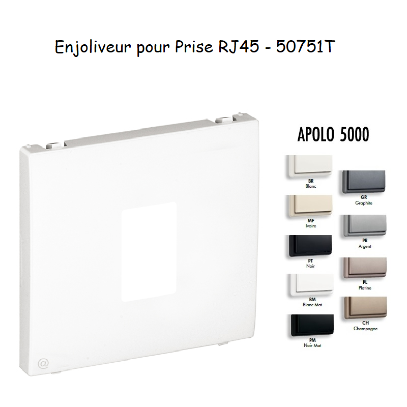 Enjoliveur pour prise informatique RJ45 APOLO5000 50751T