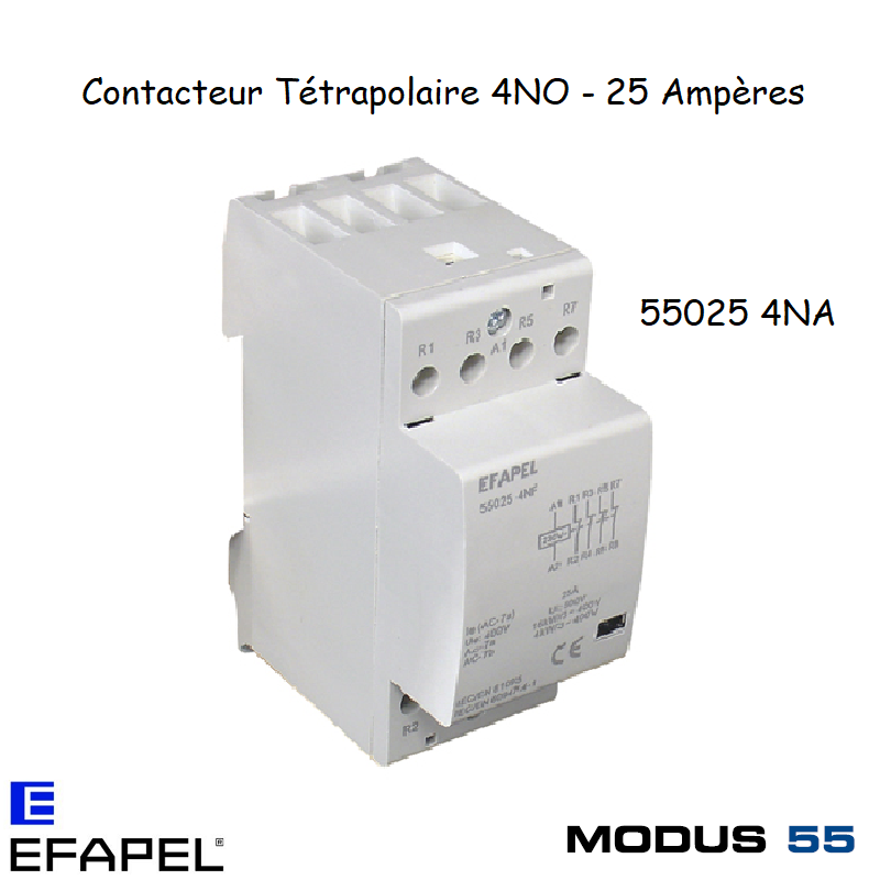 Contacteur Tetrapolaire - 4NO - 25A 55025 4na