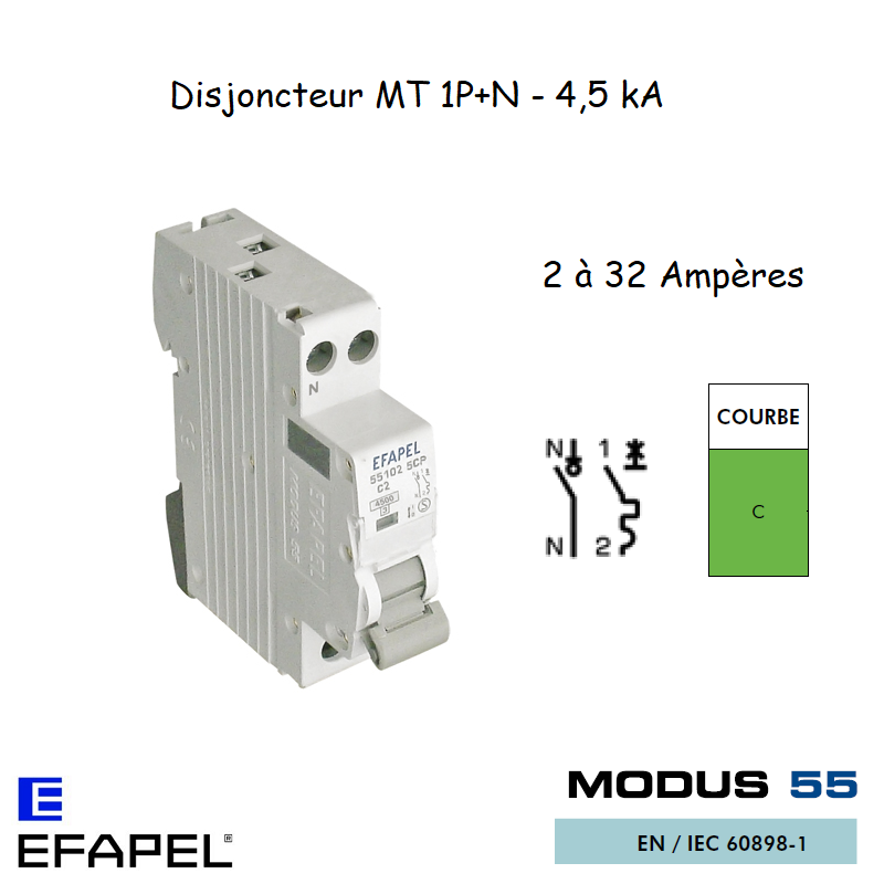 DISJONCTEUR MT PLUS 1P 551XX 5CP