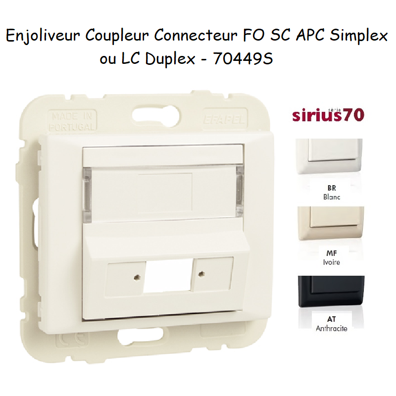 Enjoliveur coupleur connecteur fibre optique sc apc simplex ou LC duplex Sirius70449S