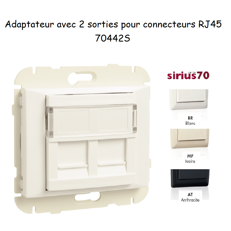 Adaptateur avec Module 2 sorties pour connecteurs RJ45 Sirius70442S