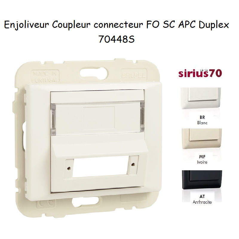 Enjoliveur coupleur connecteur fibre optique sc apc duplex Sirius70448S