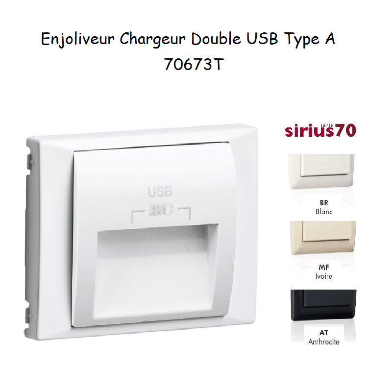 Enjoliveur pour double chargeur usb Sirius 70673T