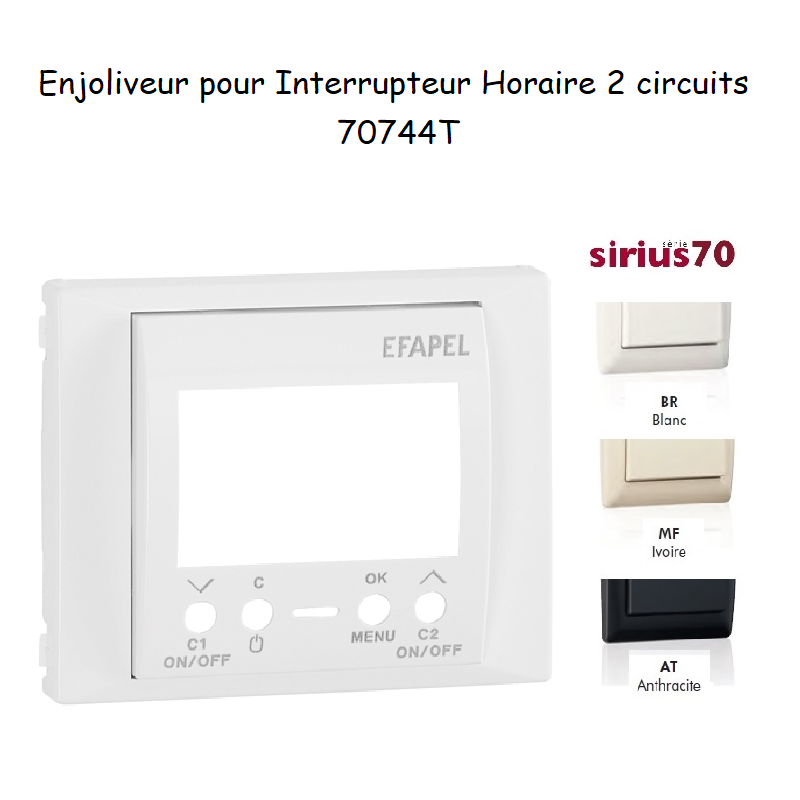 Enjoliveur pour interrupteur horaire digital de 2 circuits Sirius 70744T
