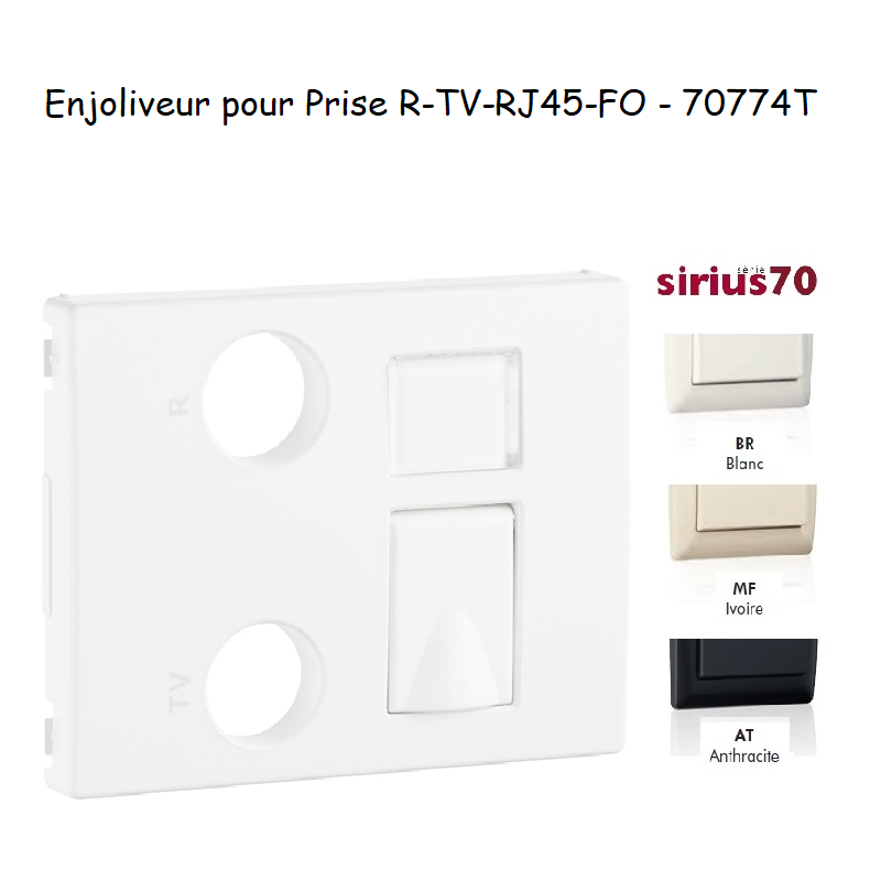 Enjoliveur pour prise R TV RJ45 Fibre Optique Sirius 70774T