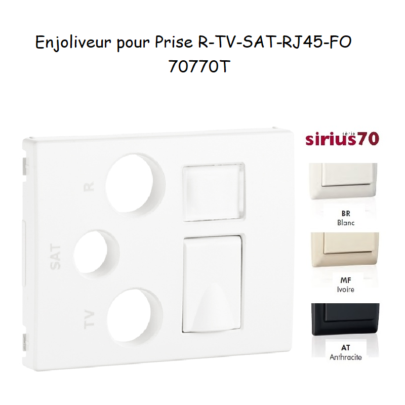 Enjoliveur pour prise R TV SAT RJ45 Fibre Optique Sirius 70770T
