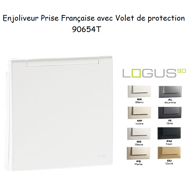 Enjoliveur pour Prise de courant française avec volet de protection Logus 90654T