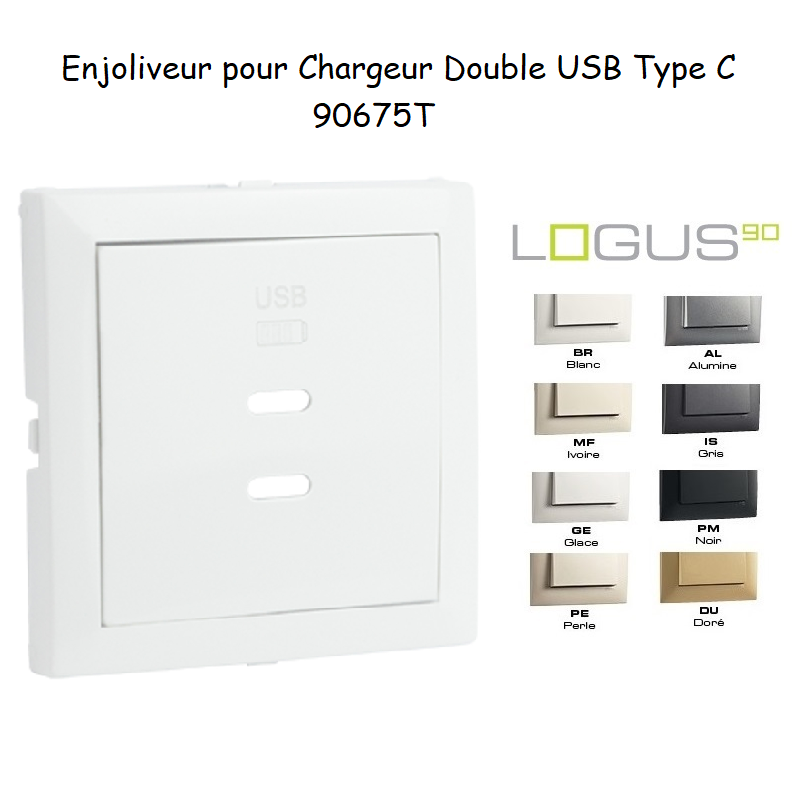 Enjoliveur pour Chargeur Double USB Type C 90675T