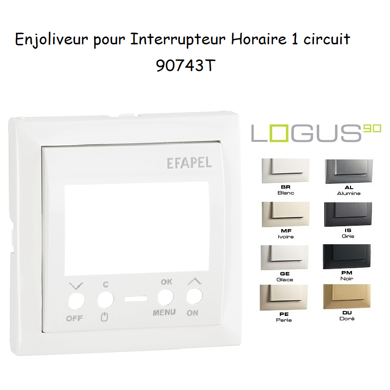 Enjoliveur pour interrupteur horaire 1 circuit LOGUS 90743T