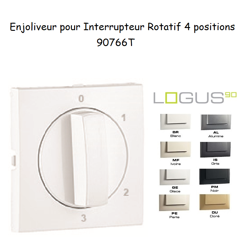 Enjoliveur pour Interrupteur rotatif 4 positions Logus 90766T