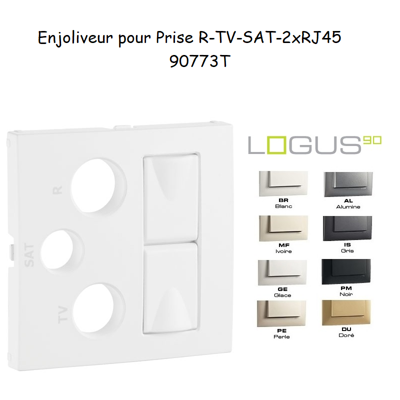 Enjoliveur Prise mixte R-TV-SAT-2xRJ45 Logus 90773T