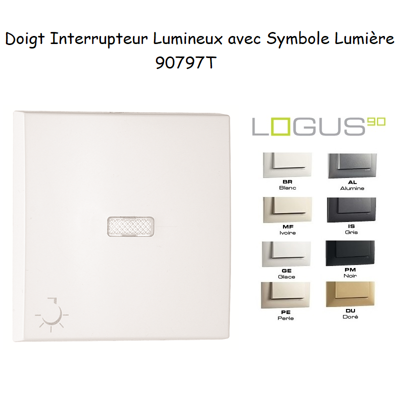 Doigt pour interrupteur lumineux avec symbole lumière Logus 90797T