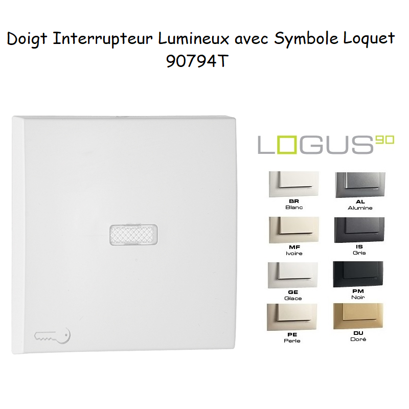 Doigt interupteur lumineux symbole loquet LOGUS 90794T