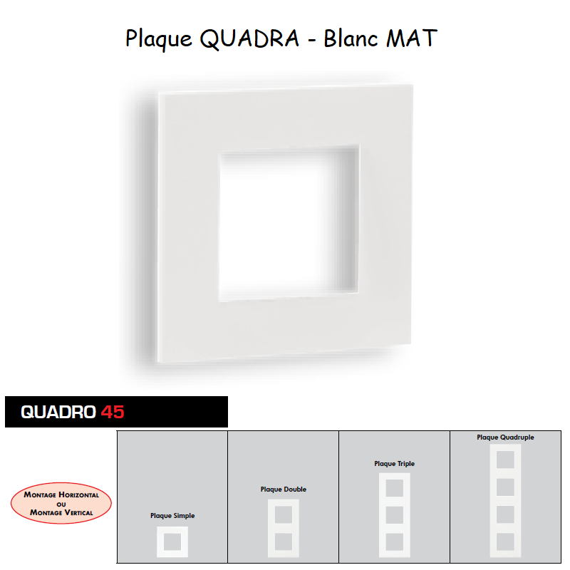 Plaque Quadro45 Blanc MAT 45910TBM