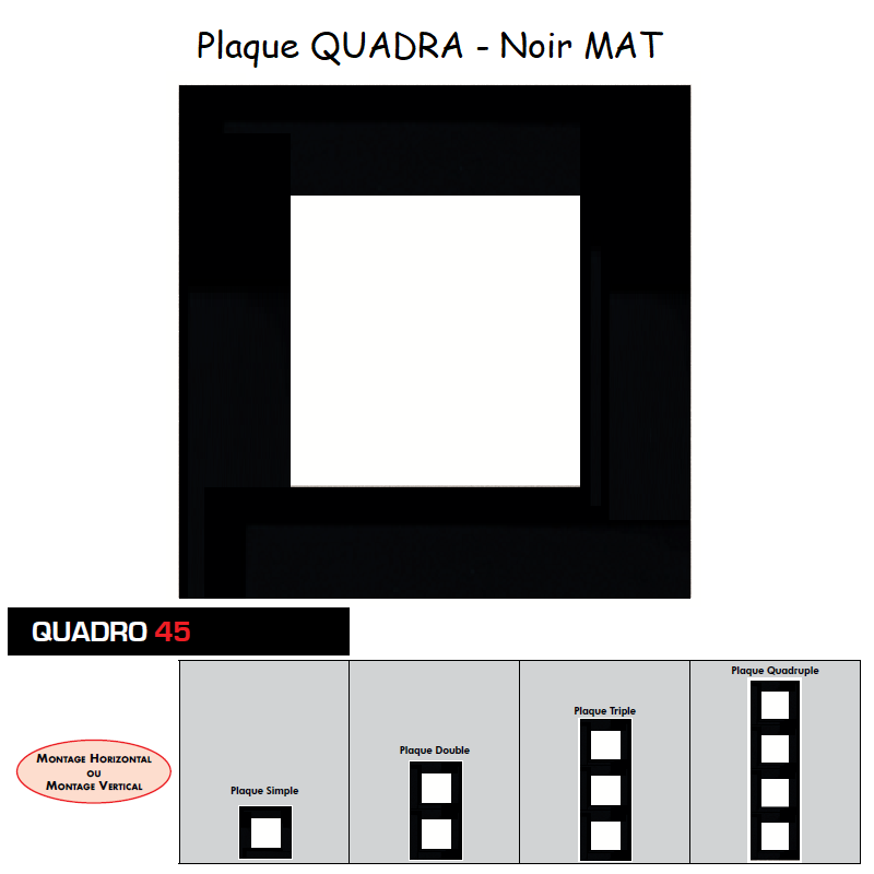Plaque Quadro45 Noir MAT 45910TPM