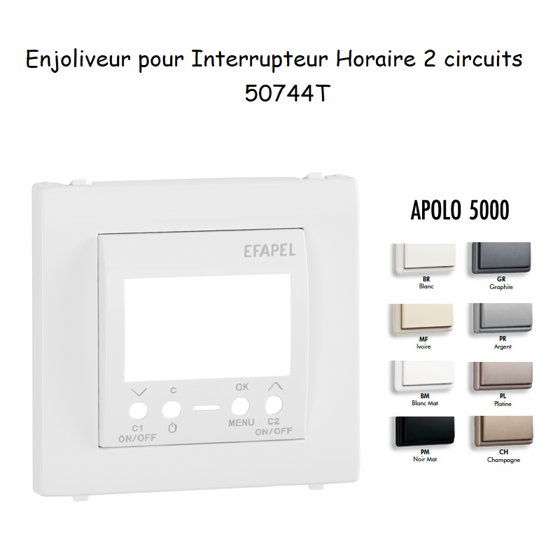 Enjoliveur pour interrupteur horaire digital 2 circuits APOLO5000 50744T