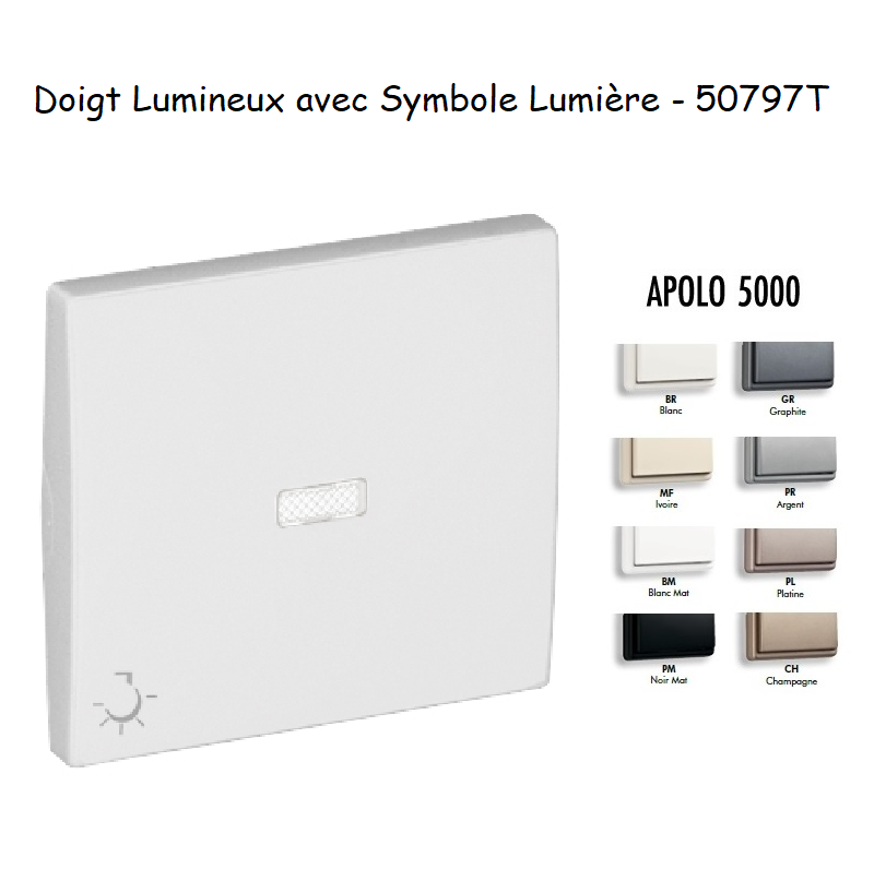 Doigt pour interrupteur Lumineux avec symbole lumière APOLO5000 50797T