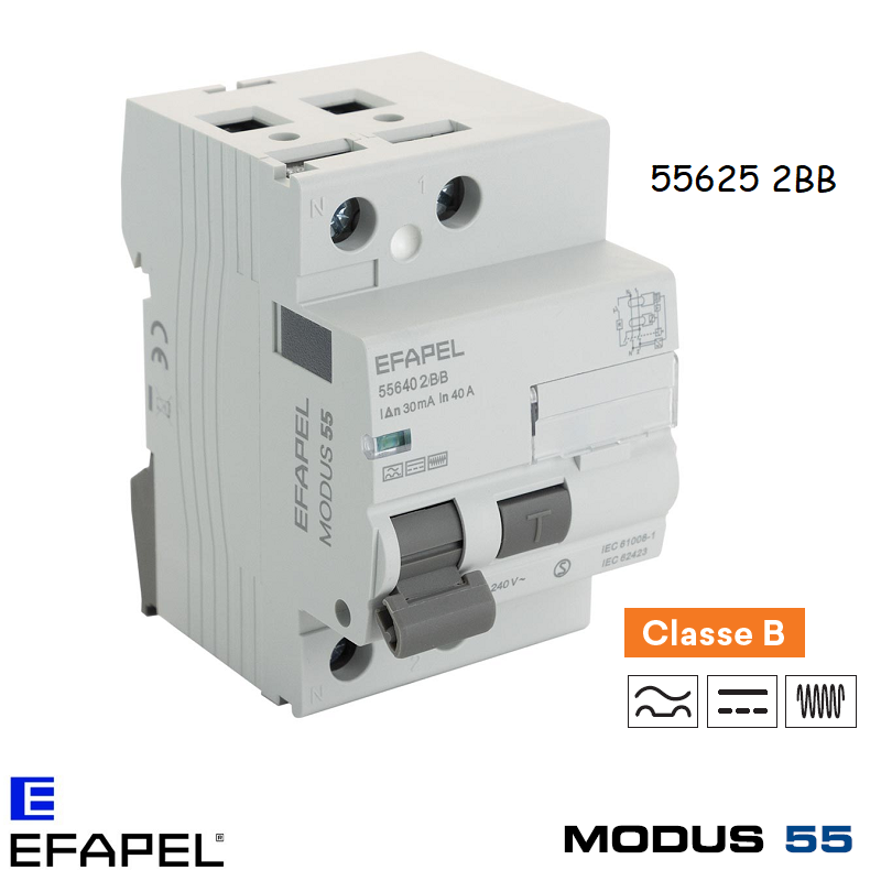 Interrupteur différentiel 2P 30mA 25A classe B 556252BB