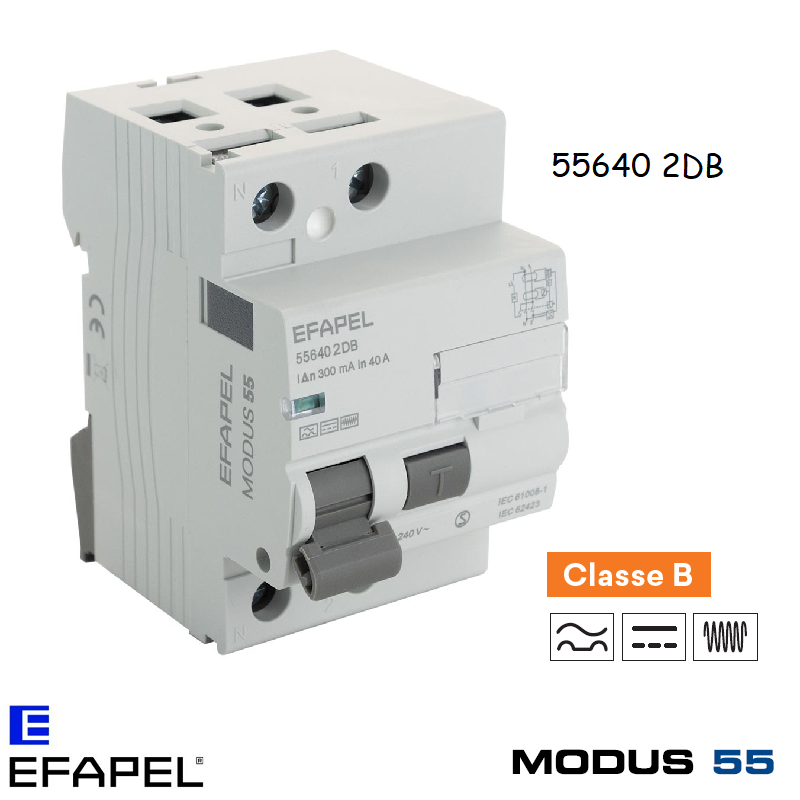 Interrupteur différentiel 2P 300mA 40A classe B 556402DB