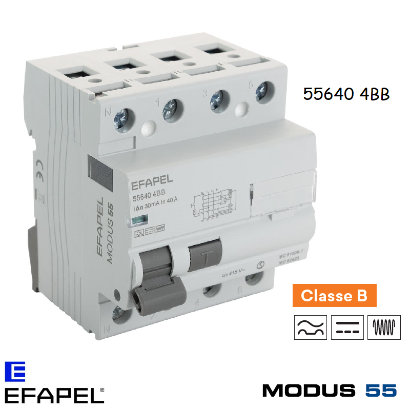 Interrupteur différentiel 4P 30mA 40A classe B 55640-4BB