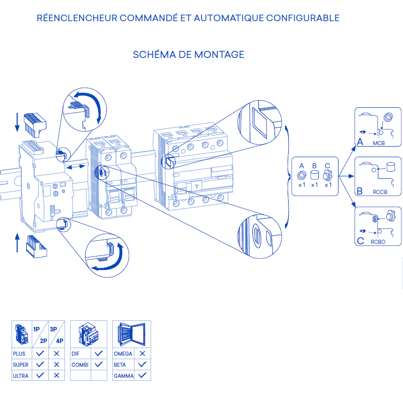 Réenclencheur commandé et automatique configurable 55014 schéma de montage