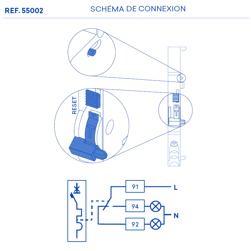 Contacteur auxiliaire dalarme 55002 connexion
