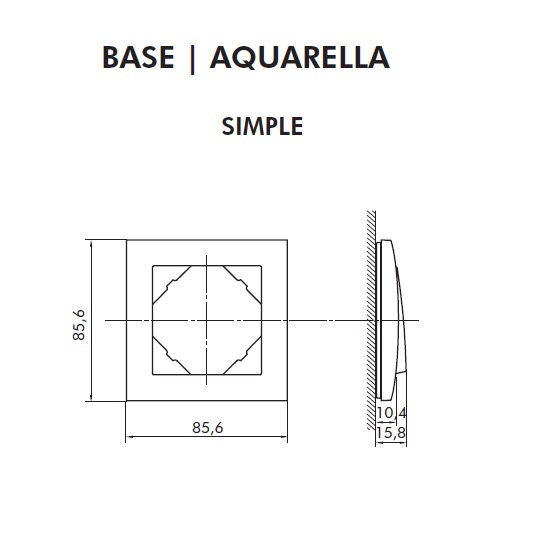 Dimensions plaque Simple Base Aquarella Logus90 efapel 90910