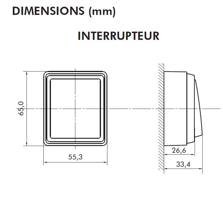 Dimensions interrupteur série3700 efapel