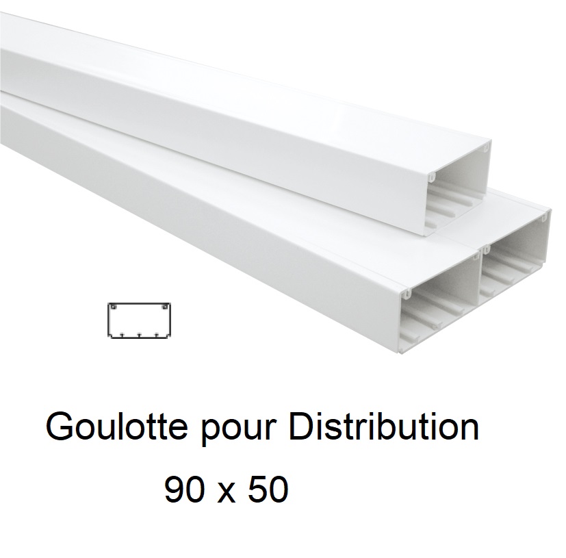 Goulotte de Distribution 90x50mm Blanche - Longueur 2,00m