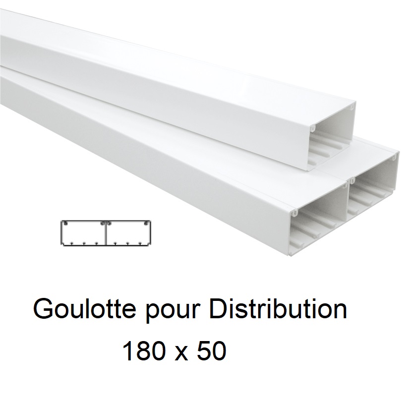 Goulotte de Distribution 180x50mm Blanche - Longueur 2,00m