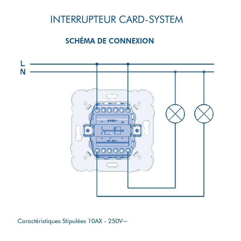 Mécanisme interrupteur card system mec 21031 -schéma connexion
