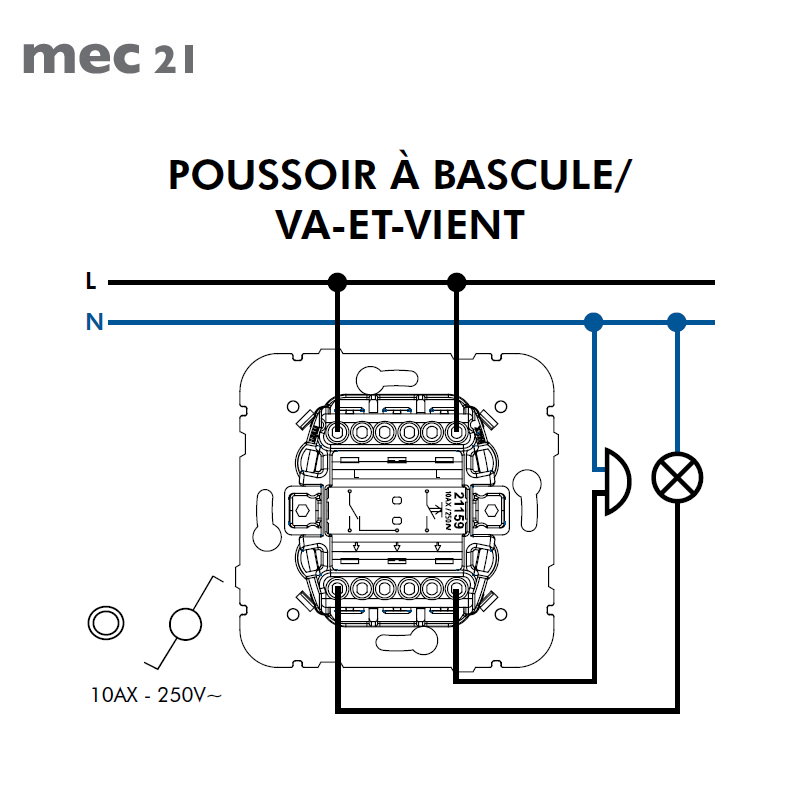 Mécanisme Poussoir-Va-et-Vient - 21159 schéma