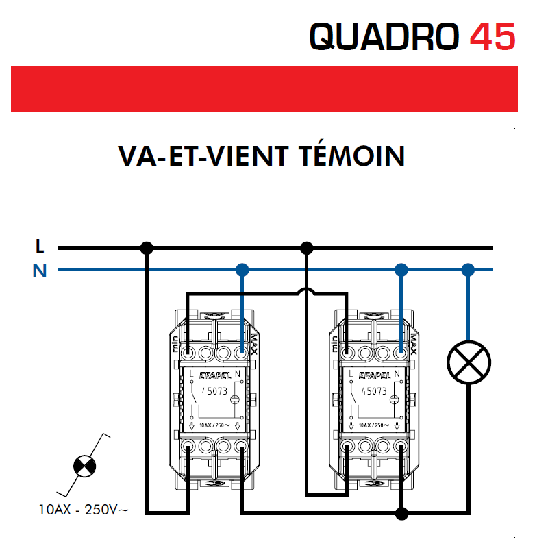 Va-et-Vient témoin Quadro 45073 45076 Schéma