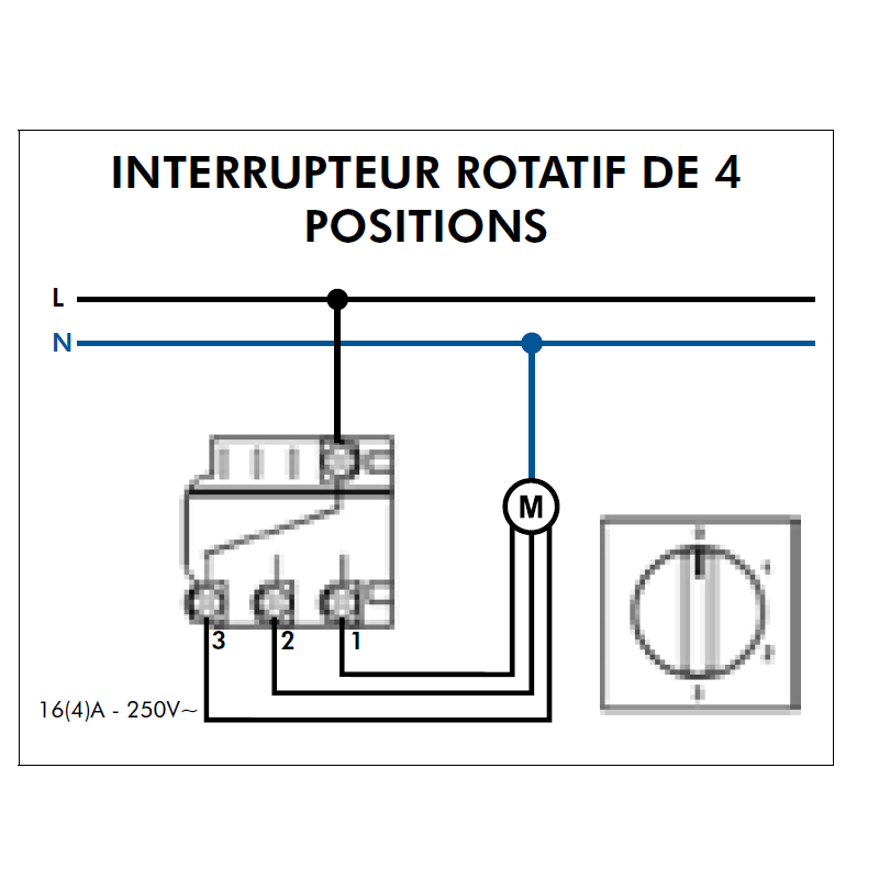 Mécanisme interrupteur rotatif de 4 positions mec 21305 schéma