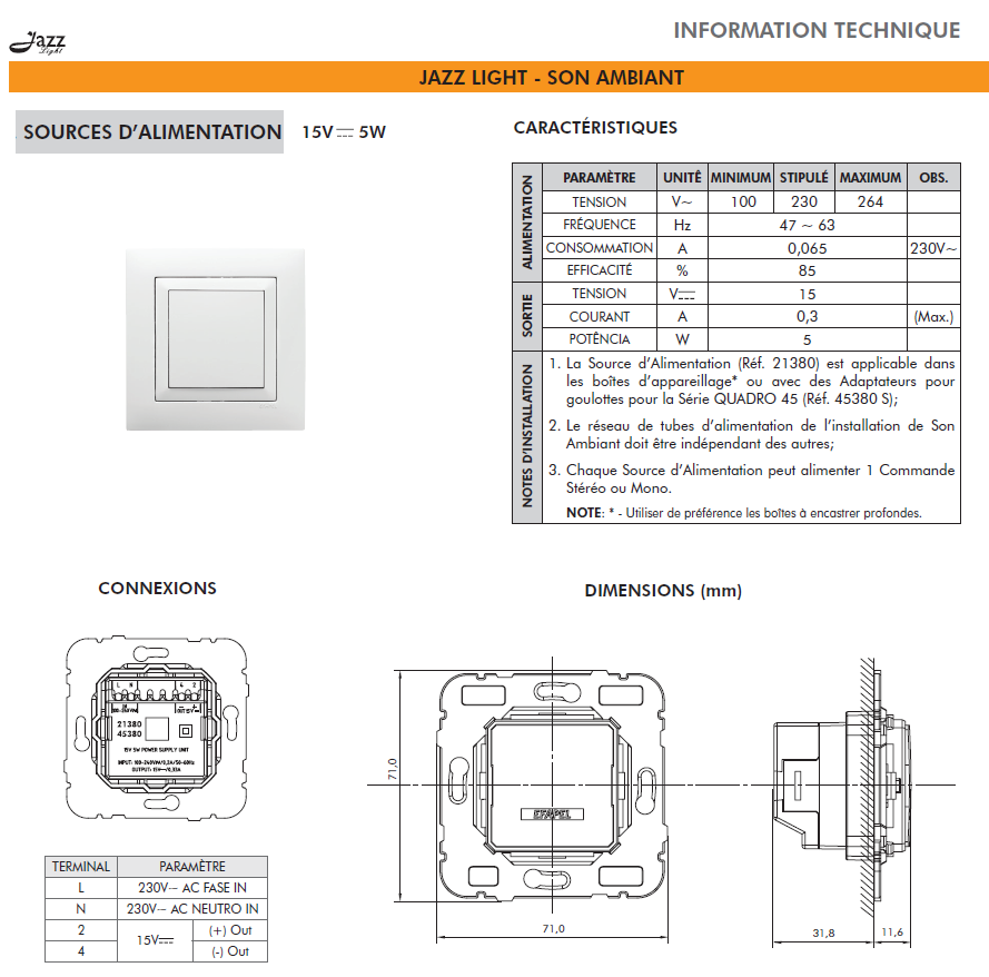 Source dalimentation pour mec21 - Jazz 21380