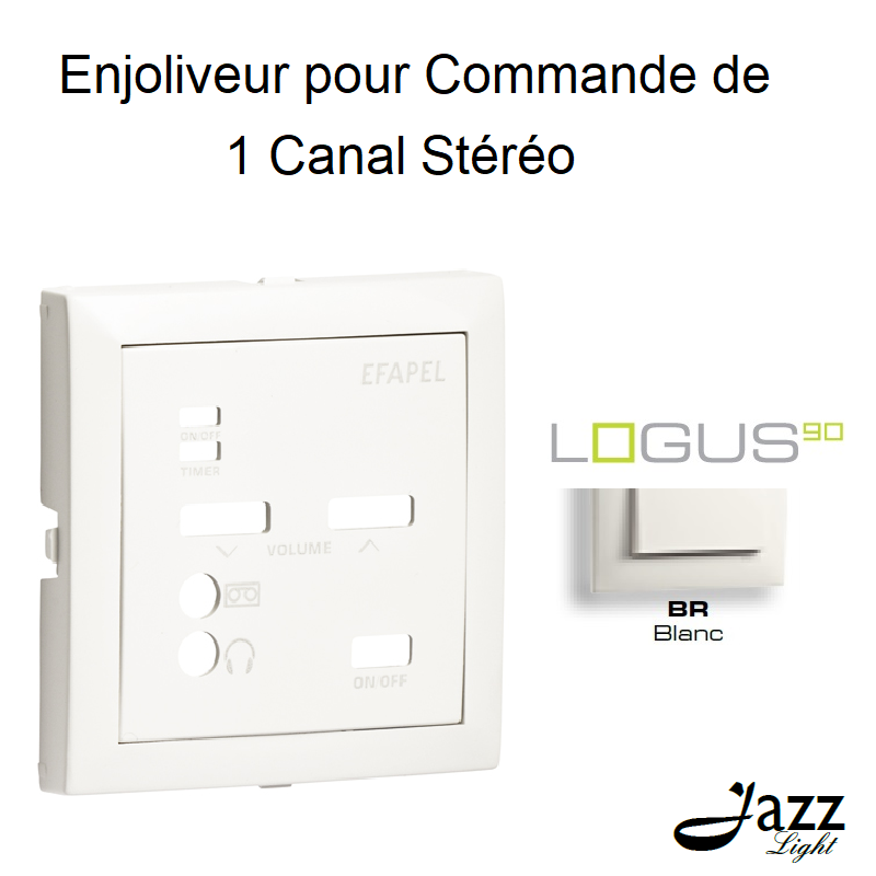 Enjoliveur pour Commande de 1 canal stéréo logus90 90702TBR Blanc