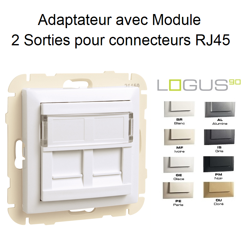 Adaptateur avec Module 2 Sorties pour Connecteurs RJ45 - LOGUS 90