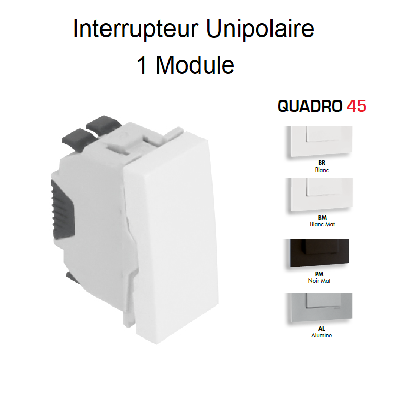 Interrupteur unipolaire 1 modules Quadro 45010S