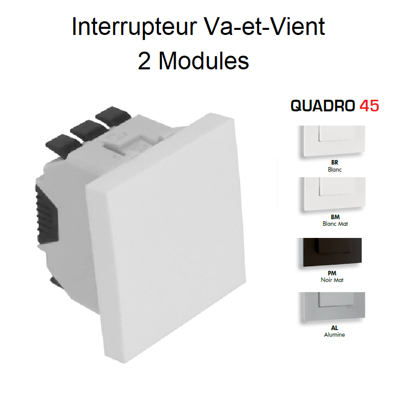Interrupteur va et vient 2 modules Quadro 45071S