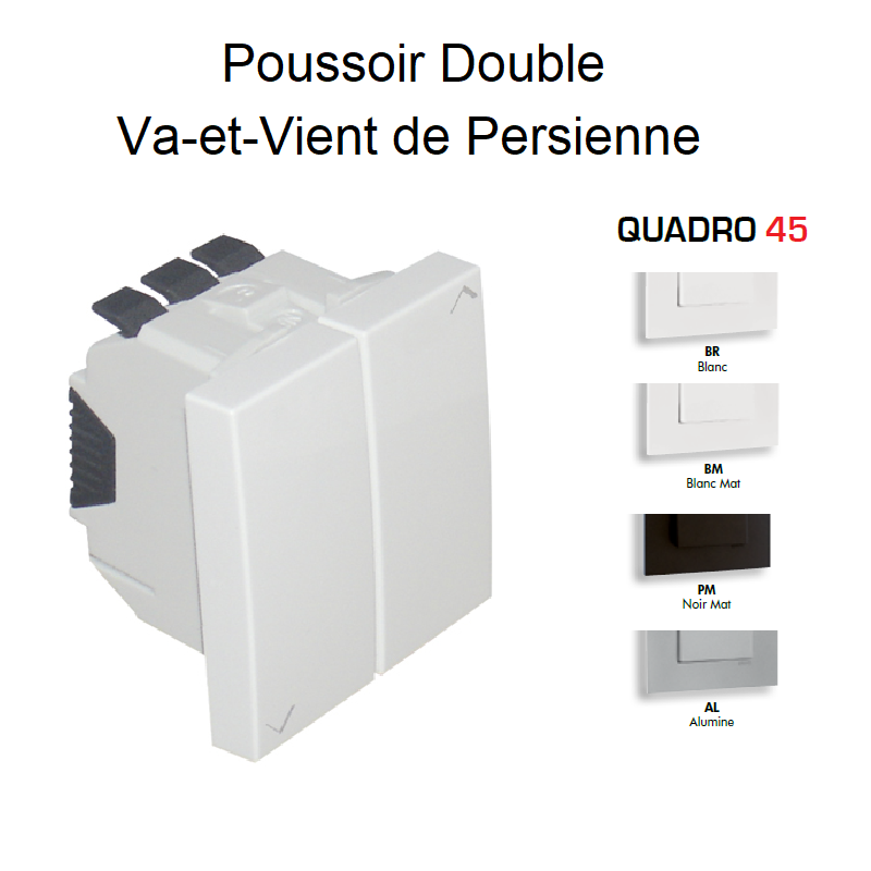 Poussoir Double/Va-et-Vient de Persienne - 2 Modules Quadro45