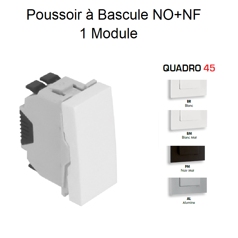 Poussoir à Bascule (NO+NF) Semi-Assemblé - 1 Module QUADRO 45