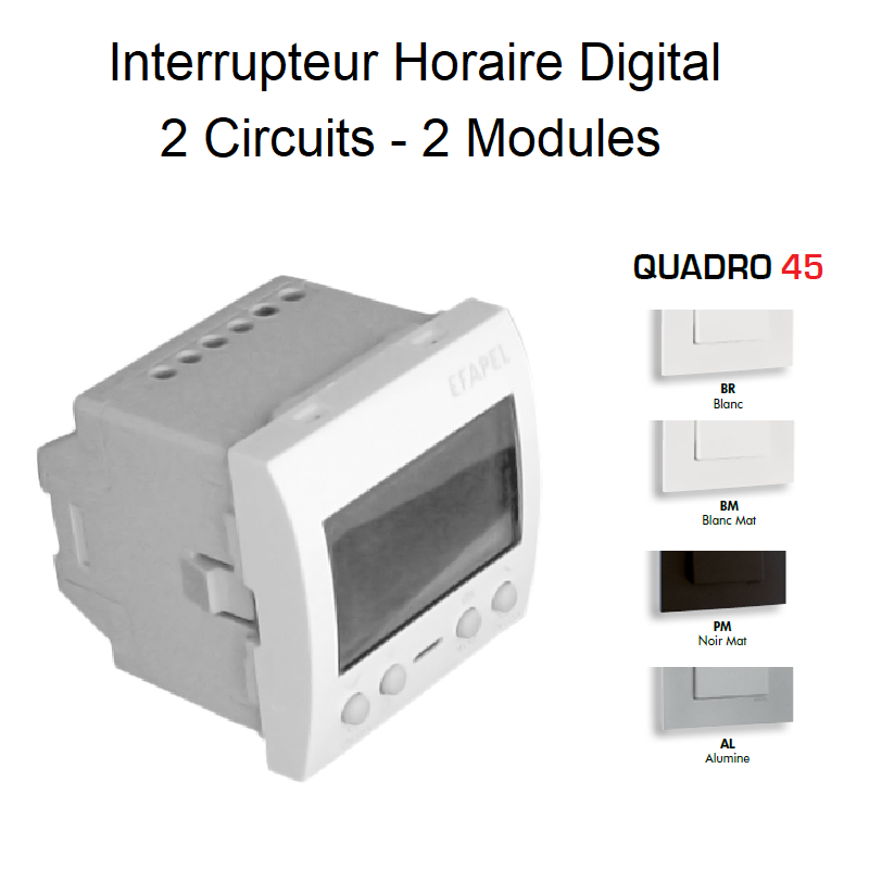 Interrupteur Horaire Digital 2 Circuits 2 modules Quadro 45042S
