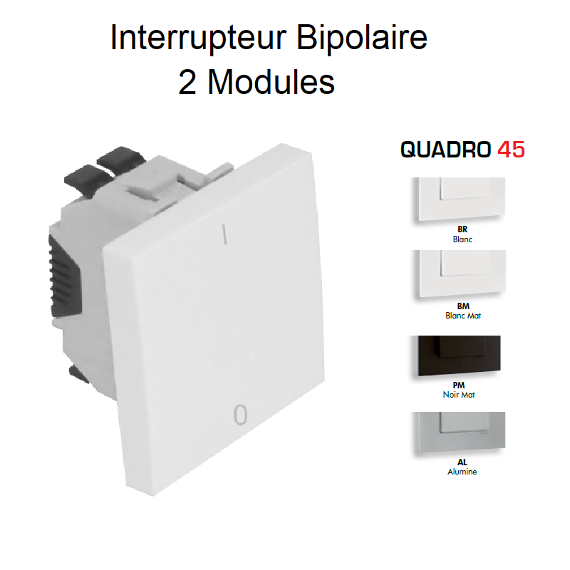 Interrupteur Bipolaire 2 modules Quadro 45021S