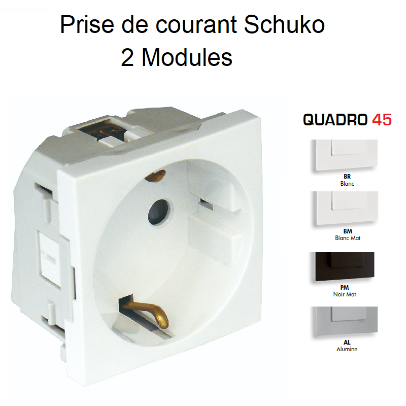 Prise de courant schuko 2 modules Quadro 45126S