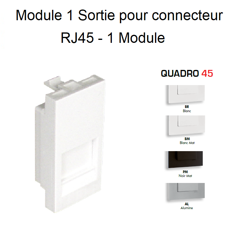 Module simple pour Connecteur RJ45 - 1 Module Quadro45