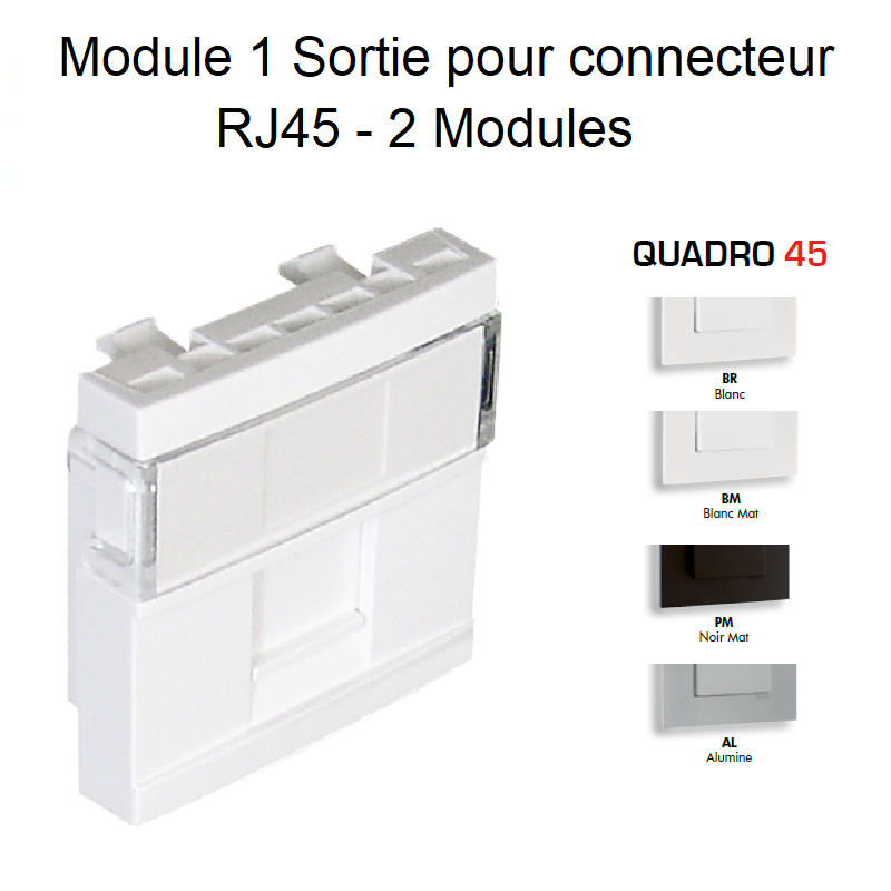Module 1 Sortie pour Connecteur RJ45 - 2 Modules Quadro45