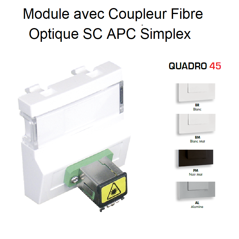 Module Coupleur Fibre Optique SC APC Simplex Quadro 45 - 2 Modules