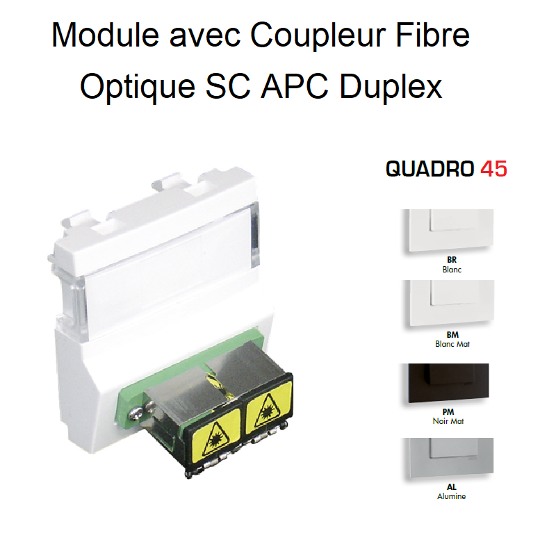 Module avec Coupleur Fibre Optique SC APC Duplex Quadro 45 - 2 Modules