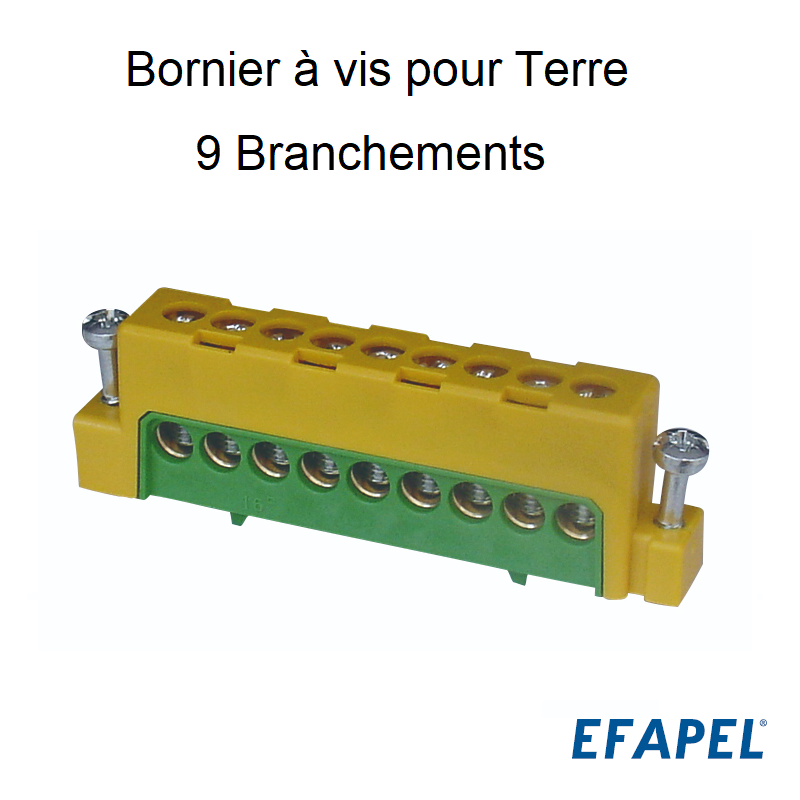 Bornier à Vis pour Terre - 9 Branchements